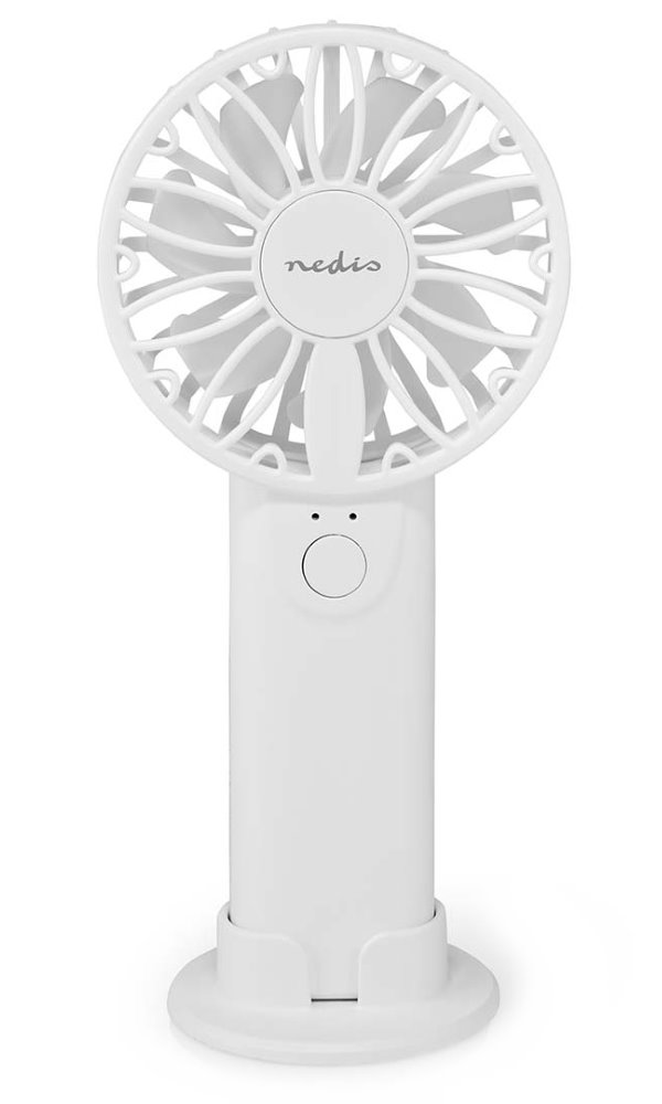 NEDIS ruční ventilátor/ průměr 6 cm/ výkon 0,9 W/ 2 rychlosti/ plast/ bílý