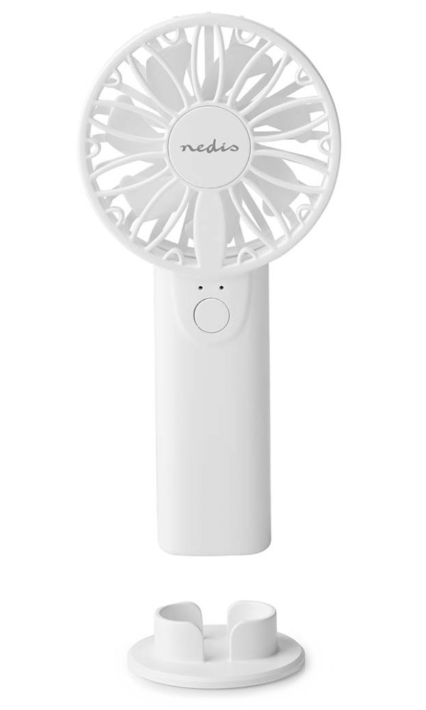 NEDIS ruční ventilátor/ průměr 6 cm/ výkon 0,9 W/ 2 rychlosti/ plast/ bílý