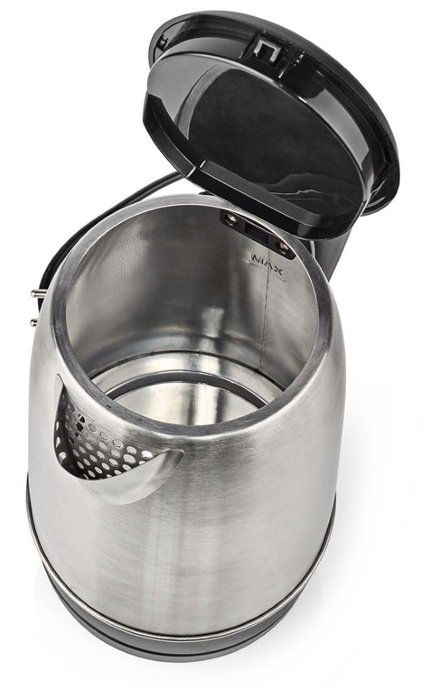 NEDIS rychlovarná konvice KAWK340EAL/ objem 1,7 l/ otáčení o 360°/ nerezová ocel/ spotřeba 2200 W/ černá / hliník