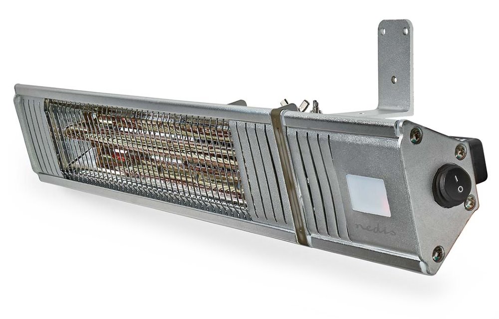 NEDIS ohřívač terasy/ spotřeba 2000 W/ 9 nastavení teploty/ IP65/ na zeď/ hliník