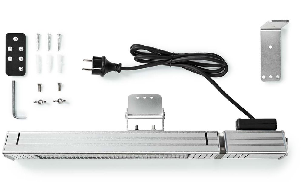 NEDIS ohřívač terasy/ spotřeba 2000 W/ 9 nastavení teploty/ IP65/ na zeď/ hliník
