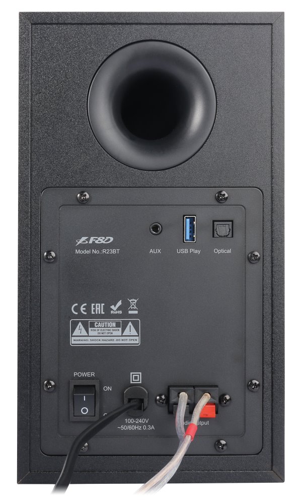 POŠKOZENÝ OBAL - FENDA F&D repro R23BT/ 2.0/ 40W/ dřevěné/ BT/ Optický/ USB vstup/ dálkové ovládání/ černé