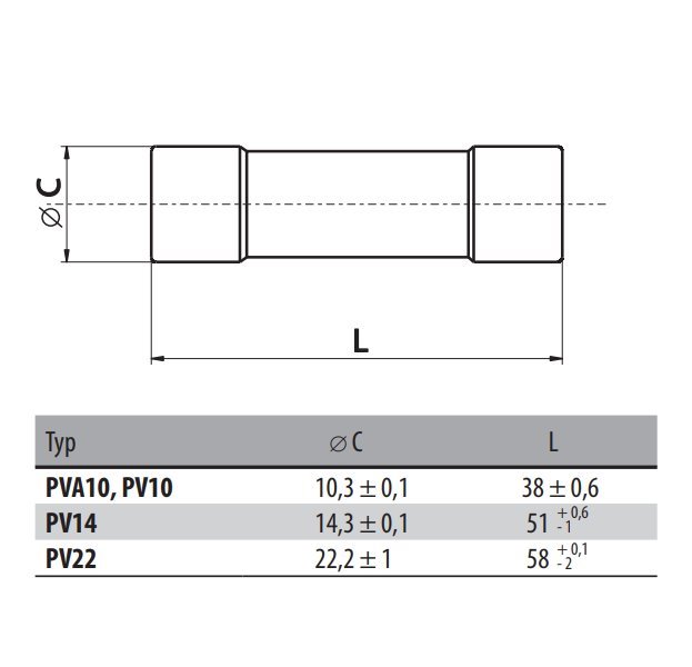 Solarmi pojistka válcová PV14 32A AM 500V 14X51
