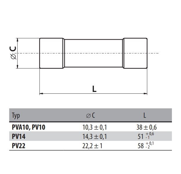 Solarmi pojistka válcová PV14 50A AM 400V 14X51
