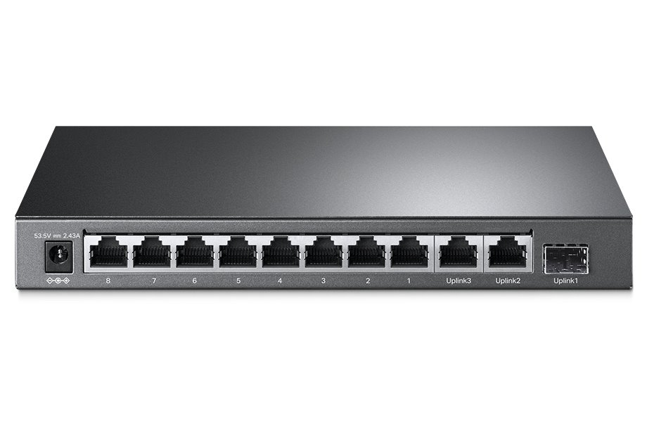 TP-Link TL-SL1311MP - stolní switch s 8 porty 10/100 Mbit/s, 3 gigabit porty a 8 porty PoE+