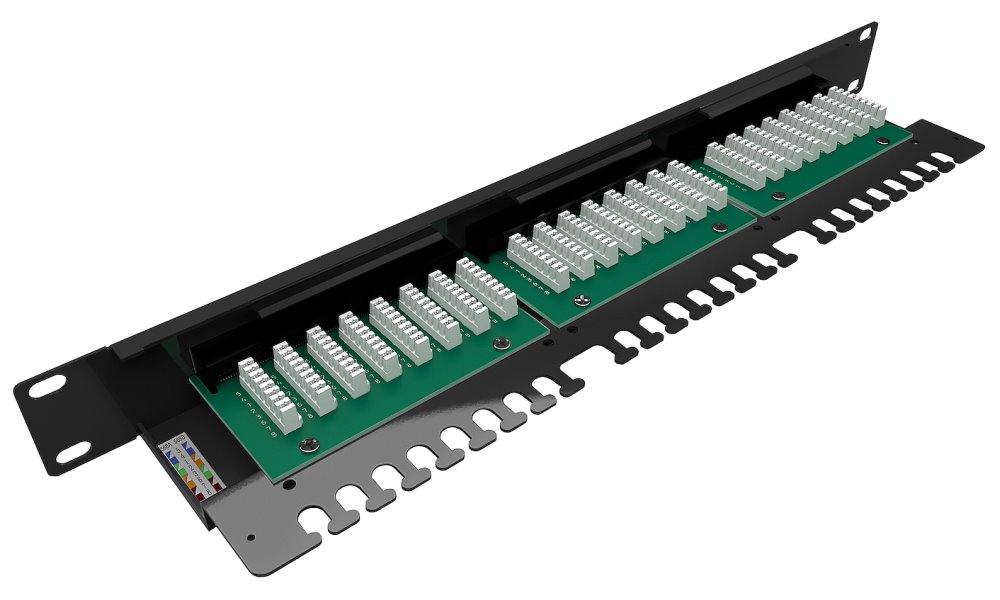 Solarix Patch panel 24x RJ-45 Cat5e UTP s vyvazovací lištou 1U SX24L-5E-UTP-BK-N
