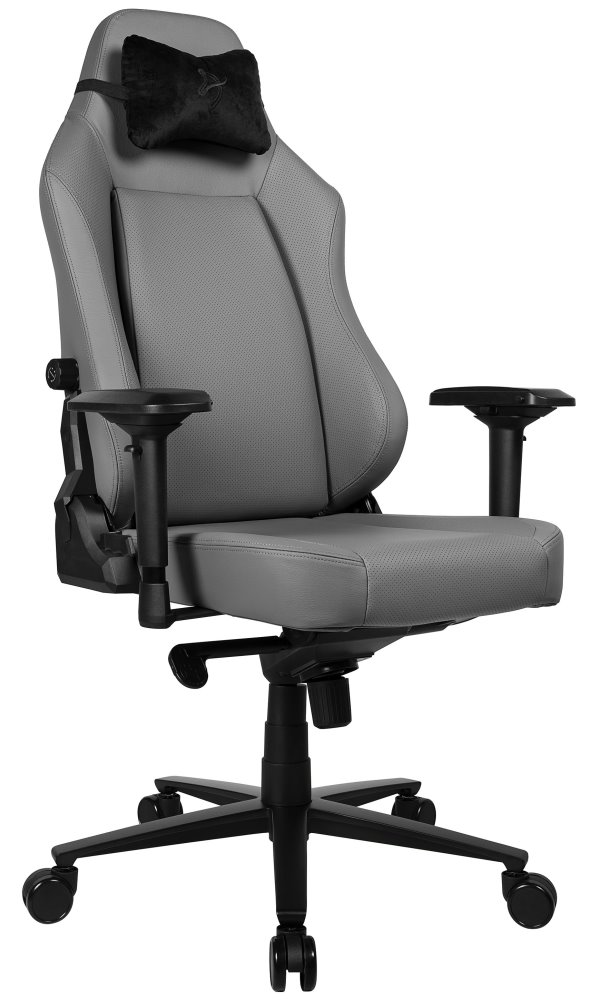 AROZZI herní židle PRIMO Full Premium Leather Anthracite/ 100% přírodní italská kůže/ světle šedá