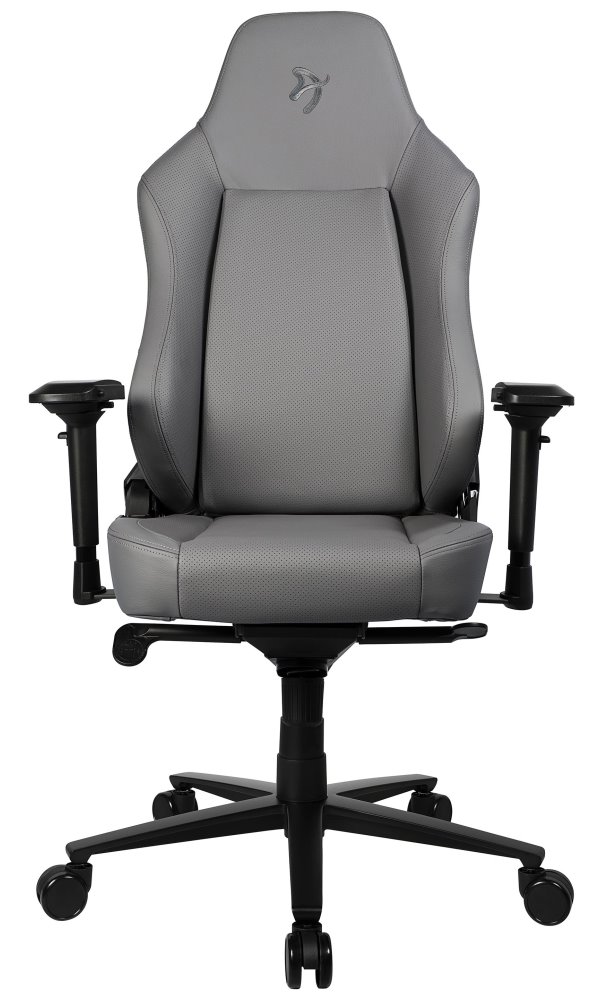 AROZZI herní židle PRIMO Full Premium Leather Anthracite/ 100% přírodní italská kůže/ světle šedá