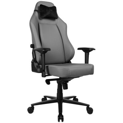 AROZZI herní židle PRIMO Full Premium Leather Anthracite/ 100% přírodní italská kůže/ světle šedá