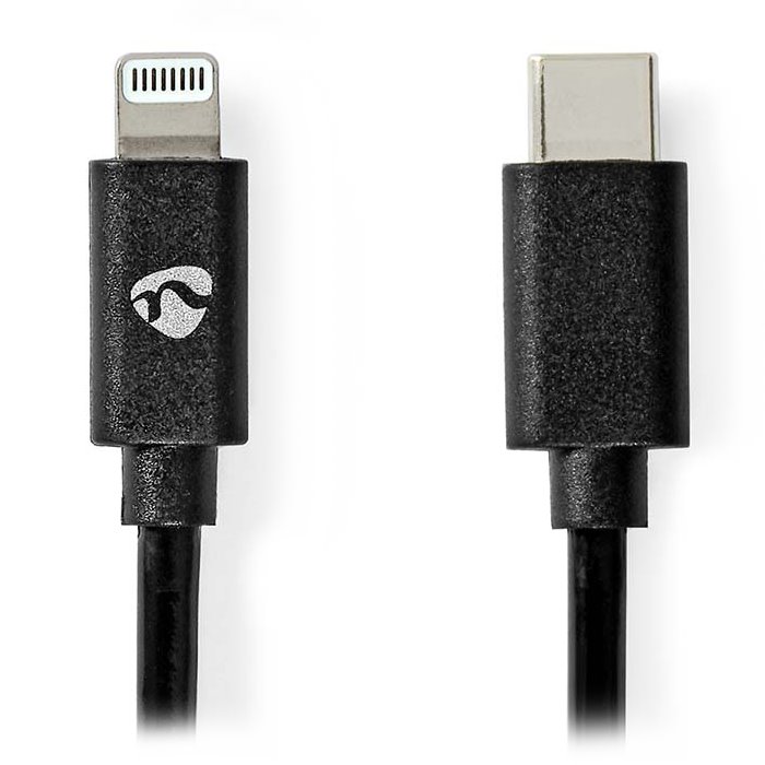 NEDIS Lightning kabel/ USB 2.0/ Apple Lightning 8pinový/ USB-C zástrčka/ kulatý/ černý/ 1m