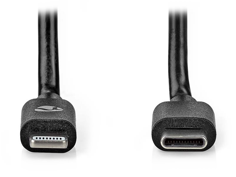 NEDIS Lightning kabel/ USB 2.0/ Apple Lightning 8pinový/ USB-C zástrčka/ kulatý/ černý/ 1m