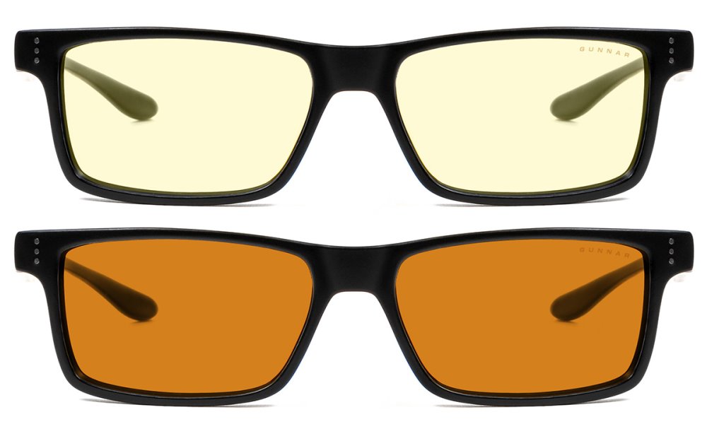 GUNNAR kancelářske/herní brýle 2-PACK VERTEX ONYX * jantarová + jantarová MAX skla* BLF 65 + 98 * GUNNAR focus + pouzdro