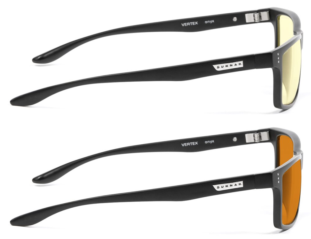 GUNNAR kancelářske/herní brýle 2-PACK VERTEX ONYX * jantarová + jantarová MAX skla* BLF 65 + 98 * GUNNAR focus + pouzdro