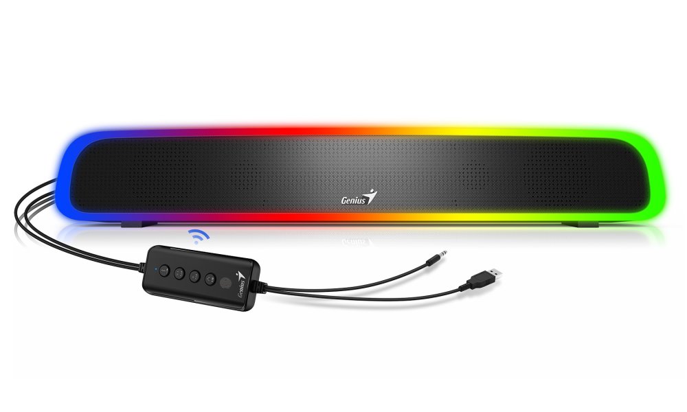 GENIUS repro USB SoundBar 200BT/ Bluetooth/ 3,5" jack/ 4W/ RGB/ černý