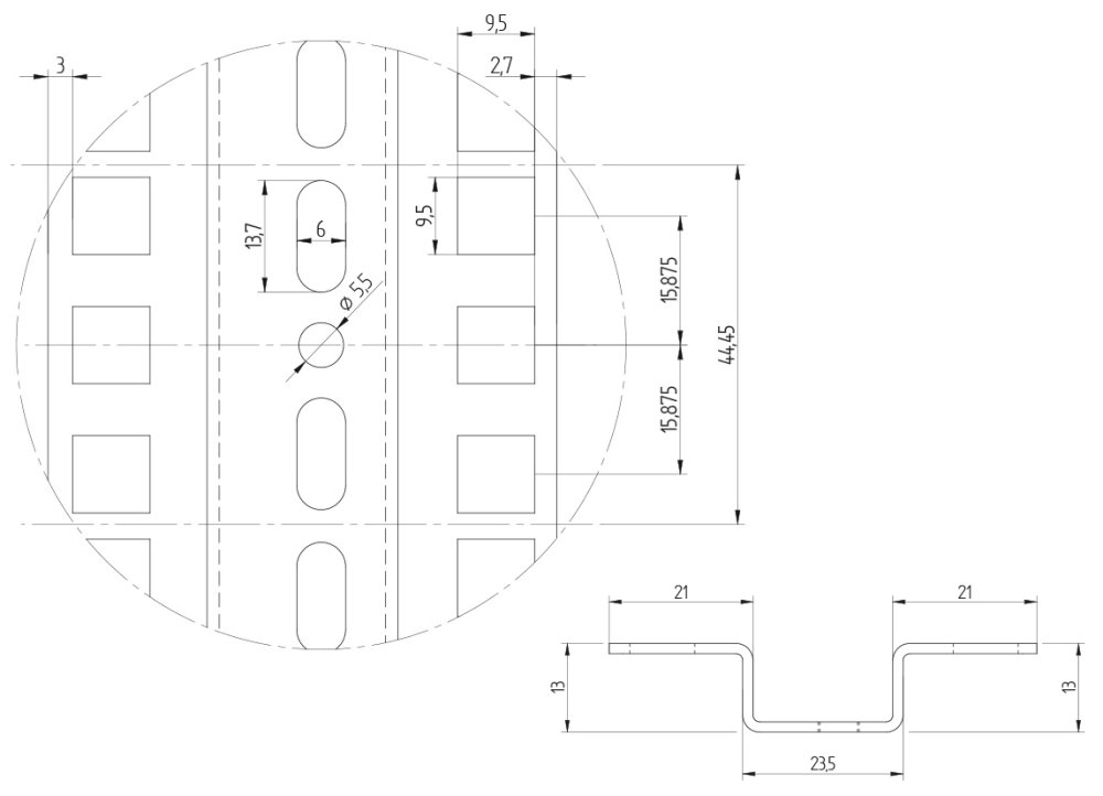 Triton Vertikální lišta 22U - středová (1 ks)