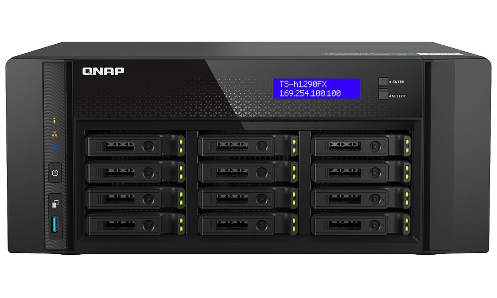 QNAP TS-h1290FX-7302P-128G   AMD EPYC, 128GB ECC RAM, 12x 2,5" U.2, 2x 2,5GbE, 2x 25GbE
