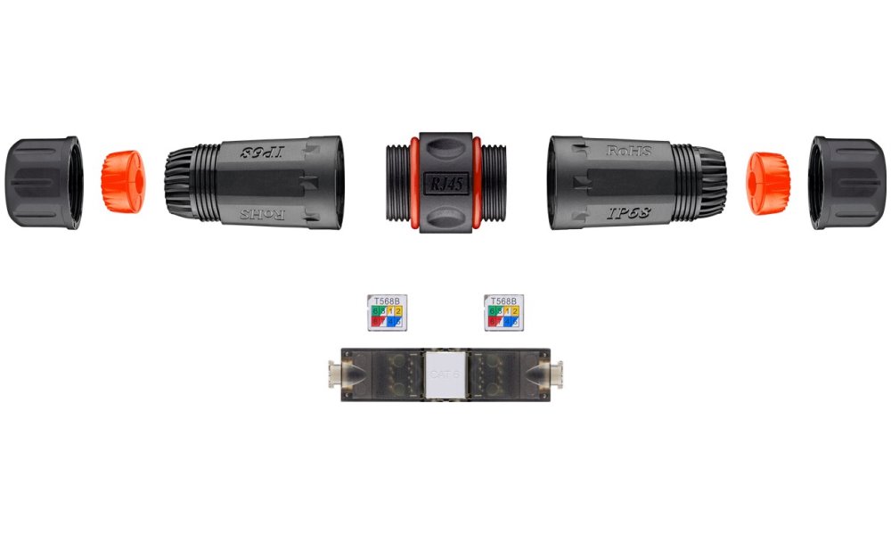 XtendLan spojka, CAT5e/6/6A, STP, voděodolná, instalace kabeláže bez narážení kabelů