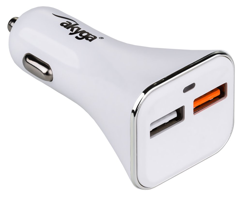 TRX Akyga AK-CH-08 2x USB nabíječka do auta 3A/ 15W/ Quick Charge 3.0/ bílá