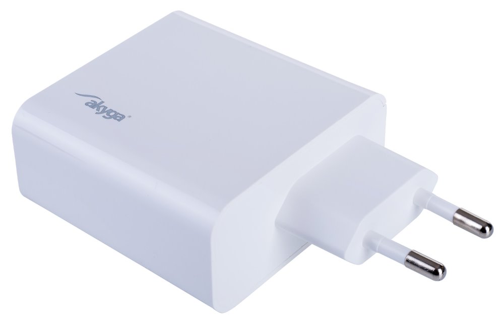 TRX Akyga AK-CH-15 USB nabíječka 220V/ 5-20V/ 65W/ USB-C + USB-A/ PD 3.0/ QC 3.0/ AFC/ FCP/ Apple 2.4A/ PPS/ bílá