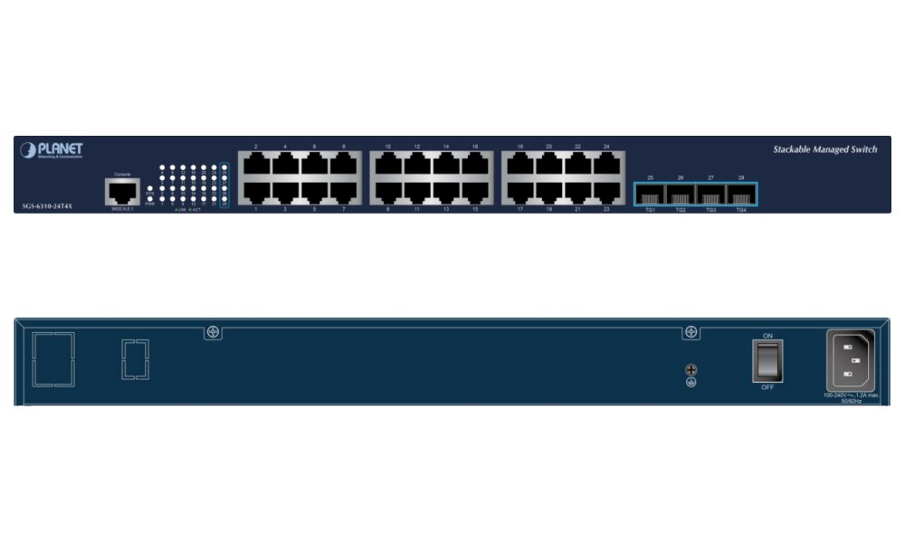 Planet SGS-6310-24T4X L3 switch, 24x1Gb, 4x10Gb SFP+, HW/IP stack, VSF/Cluster