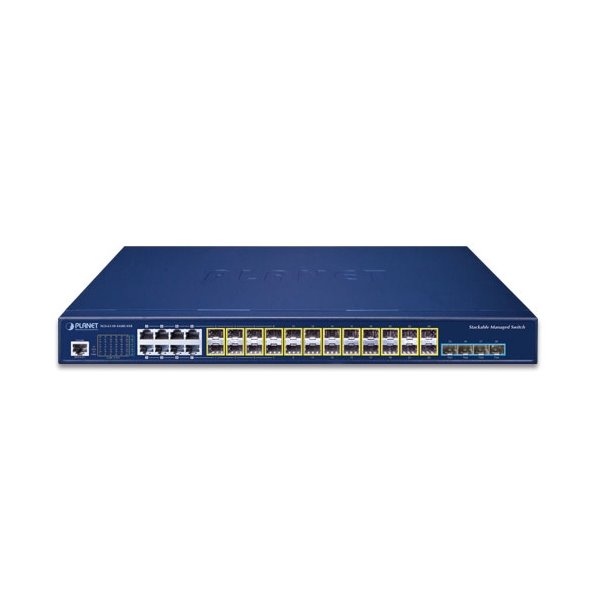 Planet SGS-6310-16S8C4XR L3 switch, 8x1Gb, 24x1Gb SFP, 4x10Gb SFP+, HW/IP stack, 2x power-in, VSF/Cluster