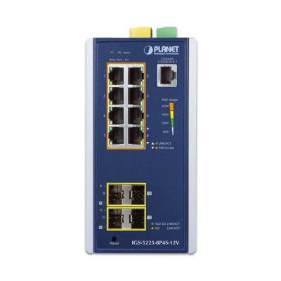 Planet IGS-5225-8P4S-12V průmyslový L3 switch, 8x1Gb, 2x1Gb SFP, 2x2.5Gb SFP, 8x PoE 802.3at 240W, 12-54VDC, -40~75°C