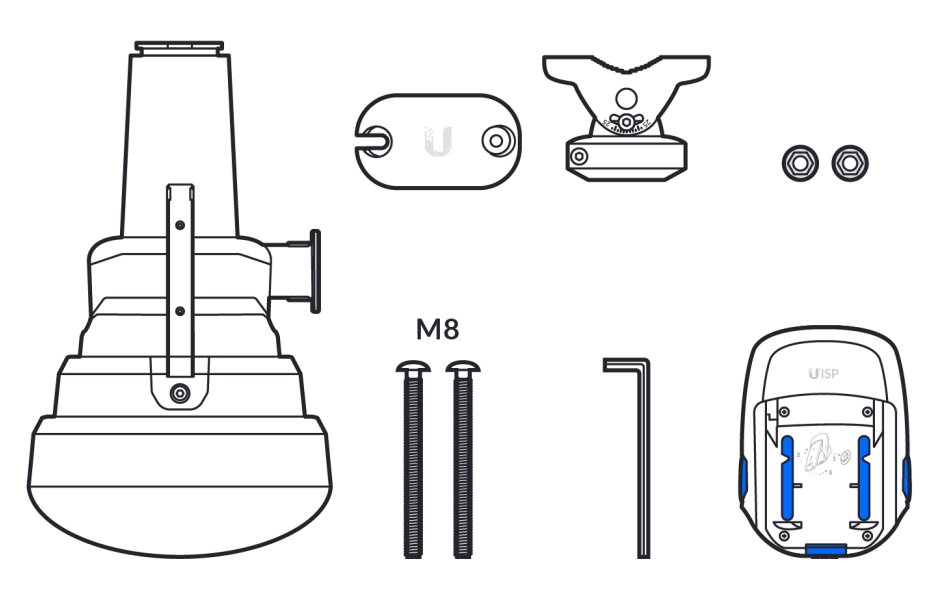 Ubiquiti UISP Horn - horn anténa, 5-6 GHz, zisk 19,5 dBi, úhel 30°, pro airFiber 5XHD, Rocket LTU, Rocket 5AC Prism