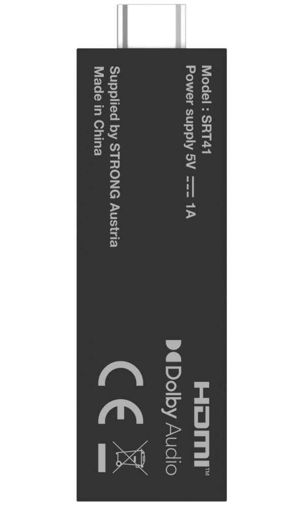 STRONG 4K Google TV stick SRT 41/ 4K Ultra HD/ H.265/ HDMI/ micro USB/ BT/ Wi-Fi/ Chromecast/ NETFLIX/ Android 11/ černý