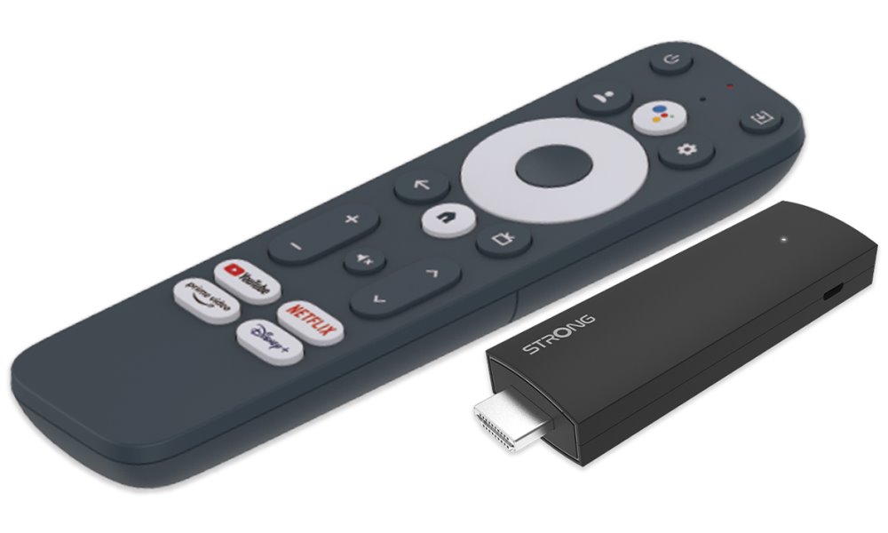 STRONG 4K Google TV stick SRT 41/ 4K Ultra HD/ H.265/ HDMI/ micro USB/ BT/ Wi-Fi/ Chromecast/ NETFLIX/ Android 11/ černý