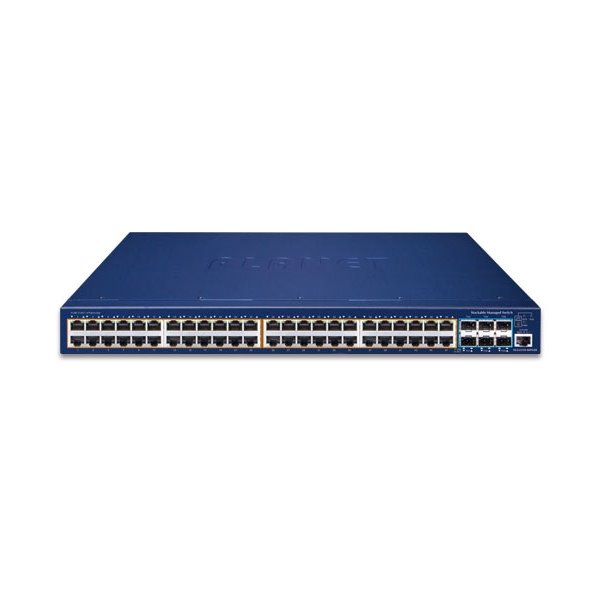 Planet SGS-6310-48P6XR L3 switch, 48x1Gb, 6x10Gb SFP+, 48x PoE 802.3at 740W, HW/IP stack, 2x power-in, VSF/Cluster