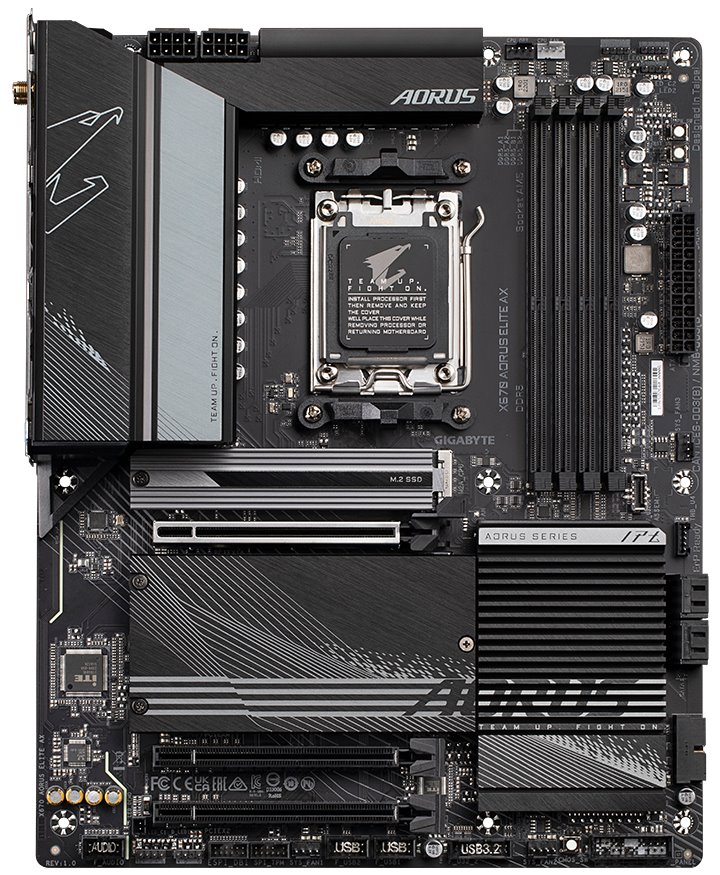 GIGABYTE X670 AORUS ELITE AX / AMD X670 / AM5 / 4x DDR5 DIMM / 4x M.2 / HDMI / USB-C / WiFi / ATX