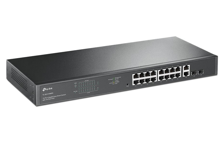 TP-Link TL-SG1218MPE/ Easy Smart Switch 16x 10/100/1000Mbps + 2x SFP/RJ-45 combo/ IGMP, QoS, VLAN/ rack