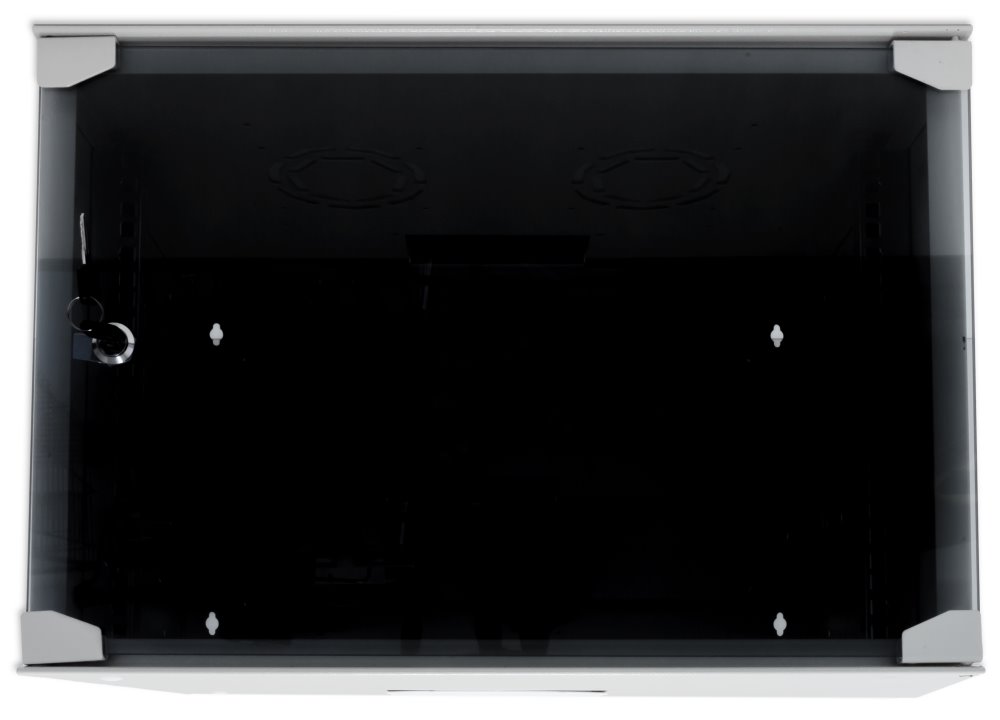 XtendLan 7U/520x400, na zeď, jednodílný, rozložený, skleněné dveře, šedý