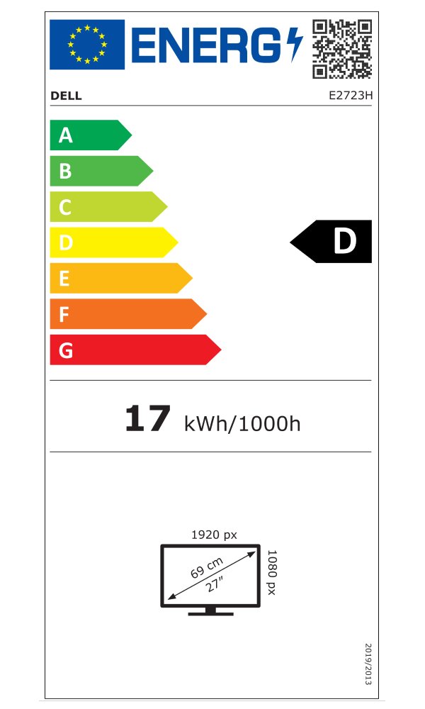 DELL E2723H / 27" LED/ 16:9/ 1920x1080/ FHD/ 3000:1/ 8ms/ VA/ 1x DP/ 1x VGA/ 3Y Basic on-site