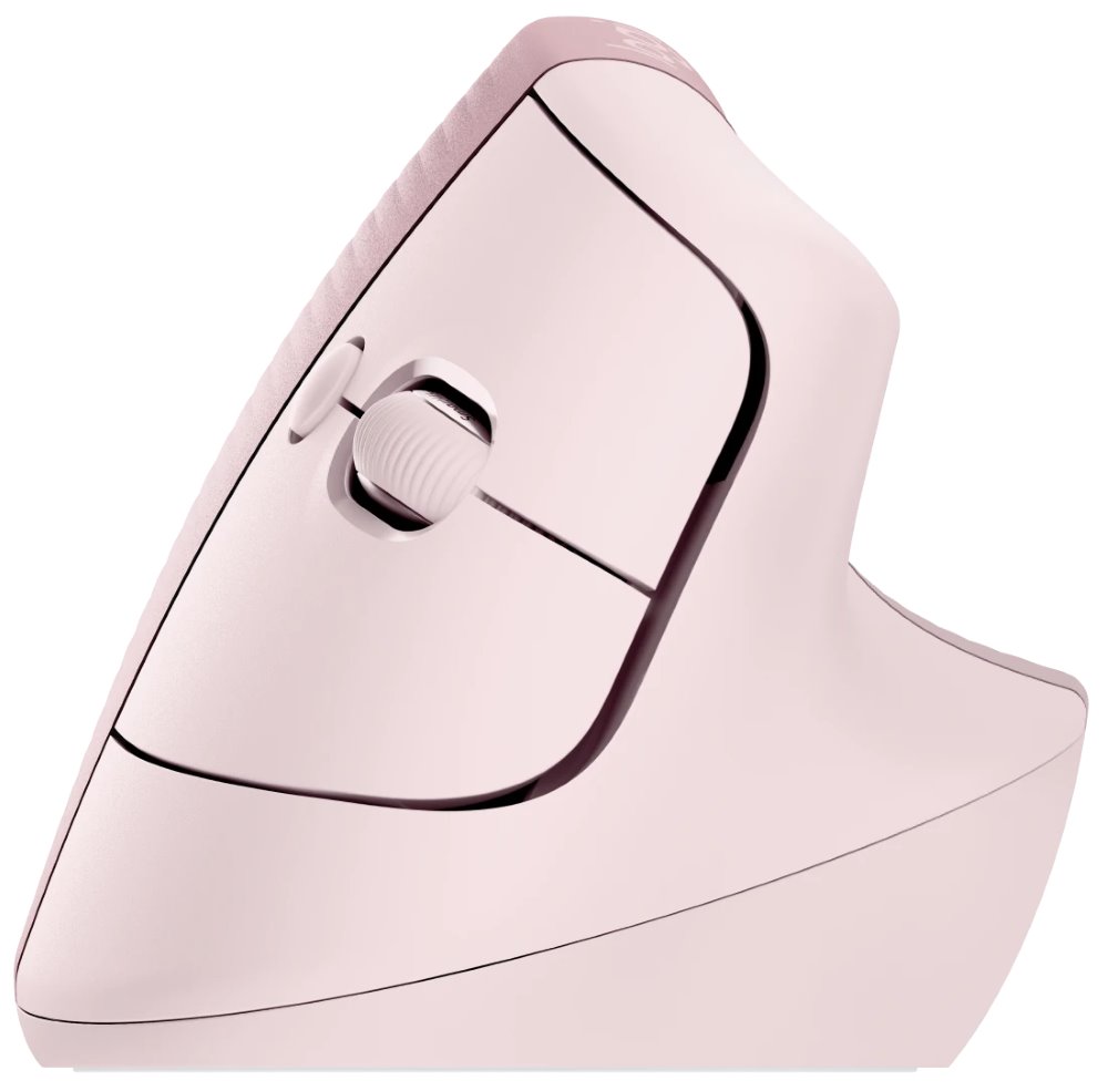 Logitech Lift Vertical Ergonomic Mouse - Dark Rose   Vertikální myš, optická, 6 tlačítek, bezdrátová, Bluetooth