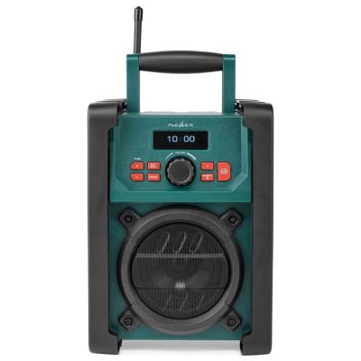 NEDIS digitální pracovní rádio/ stolní/ výkon 15W/ DAB+/ FM/ Bluetooth/ IP65/ napájení z baterie/síťové/ černo-zelené