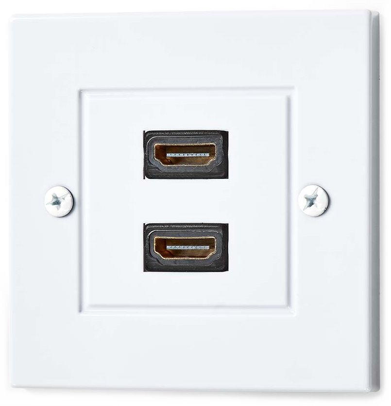 NEDIS nástěnný Box HDMI/ 2x HDMI zásuvka/ 4K@60Hz/ 18 Gbps/ pozlacené/ černo-bílý