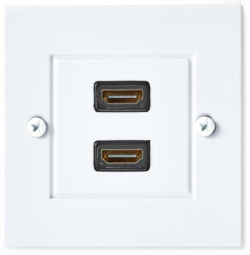 NEDIS nástěnný Box HDMI/ 2x HDMI zásuvka/ 4K@60Hz/ 18 Gbps/ pozlacené/ černo-bílý