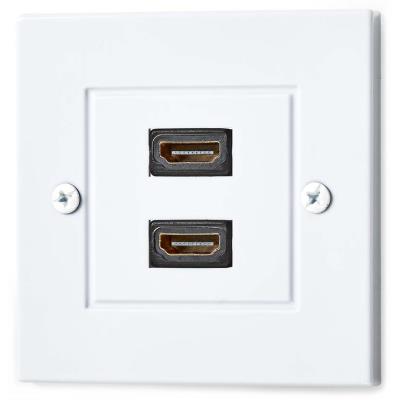 NEDIS nástěnný Box HDMI/ 2x HDMI zásuvka/ 4K@60Hz/ 18 Gbps/ pozlacené/ černo-bílý
