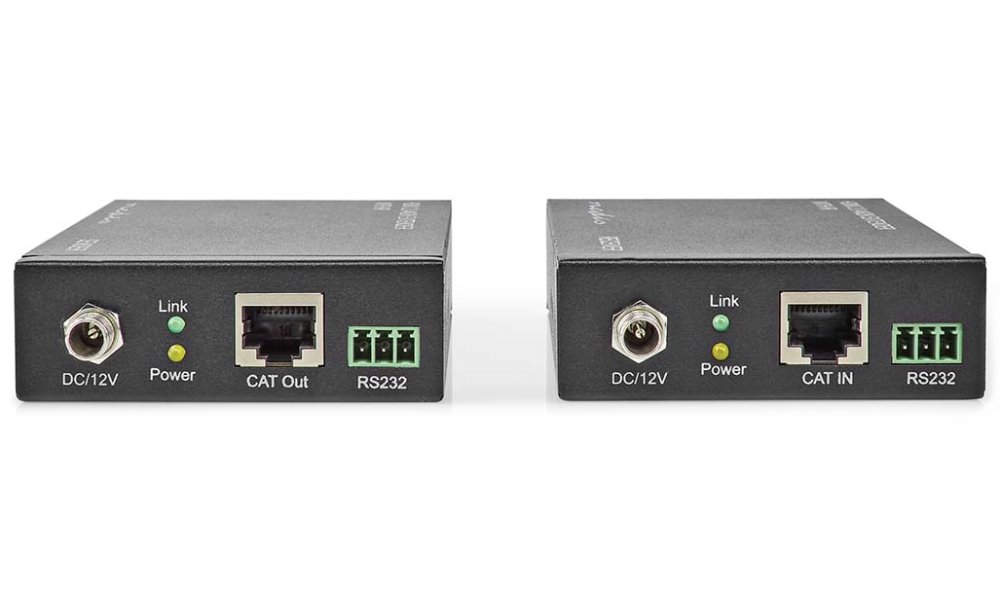 NEDIS HDMI extender/ přes Cat6/ do 60 m/ 4K@60Hz/ 18 Gbps/ HDMI/ LAN/ RS-232/ kov/ antracit
