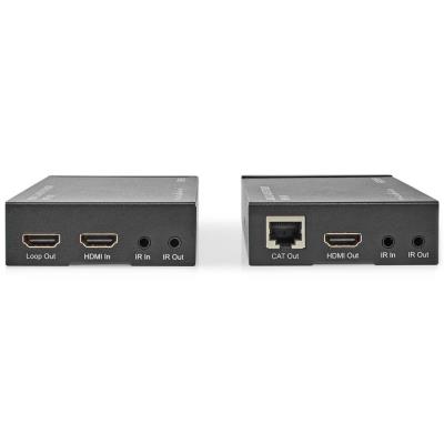 NEDIS HDMI extender/ přes Cat6/ do 60 m/ 4K@60Hz/ 18 Gbps/ HDMI/ LAN/ RS-232/ kov/ antracit