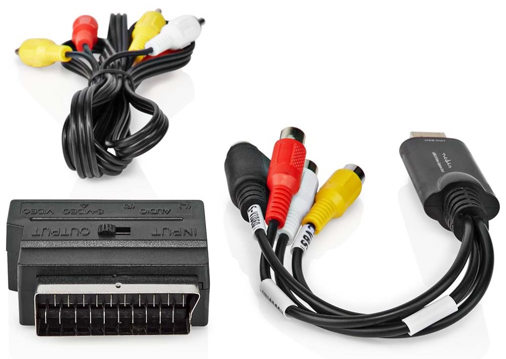 NEDIS video převodník/ USB 2.0/ 480p/ A/V kabel/ SCART/ 3x RCA zásuvka/ S-video zásuvka/ černý