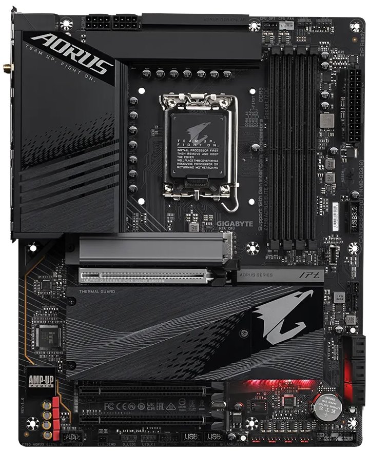 GIGABYTE Z790 AORUS ELITE AX / Intel Z790 / LGA1700 / 4x DDR5 / 4x M.2 / HDMI / DP / USB-C / WiFi / ATX