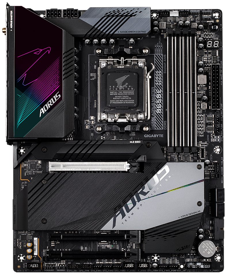 GIGABYTE B650E AORUS MASTER / AMD B650 / AM5 / 4x DDR5 / 4x M.2 / USB-C / HDMI / WiFi / ATX