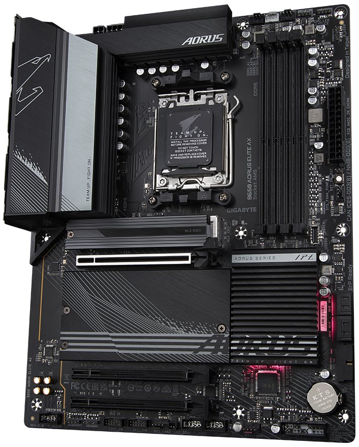 GIGABYTE B650 AORUS ELITE AX / AMD B650 / AM5 / 4x DDR5 / 3x M.2 / USB-C / HDMI / DP / WiFi / ATX