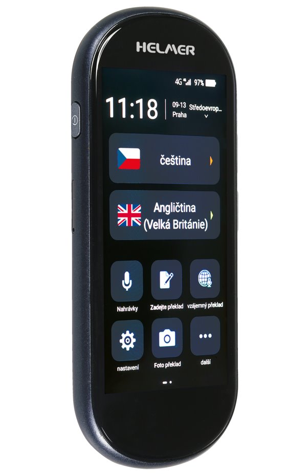 HELMER OTR 212 inteligentní hlasový překladač z/do češtiny, angličtiny, ukrajinštiny a více než 100 dalších jazyků/ 4G