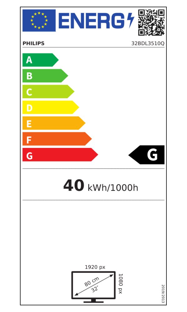 PHILIPS displej 32" 32BDL3510Q / Q-Line/ VA/ FHD/ 60Hz/ 6,5ms/ 18/7 / HDMI, DVI, VGA, RS232, RJ45, USB