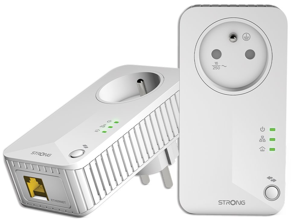 STRONG sada 2 adaptérů Powerline 600 DUO FR/ 600 Mbit/s/ 1x LAN/ bílý