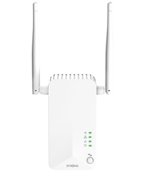 STRONG sada 2 adaptérů Powerline WF 600 DUO FR/ Powerline 600 Mbit/s/ Wi-Fi 300 Mbit/s/ 2x LAN/ bílý