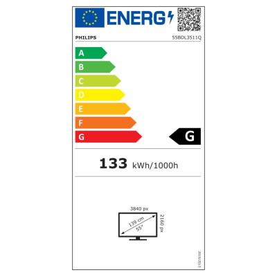 PHILIPS displej 54,6" 55BDL3511Q / Q-Line/ IPS/ 4K UHD/ 60Hz/ 9ms/ 1300:1/ 18/7 / HDMI, DVI, VGA, RS232, RJ45, USB